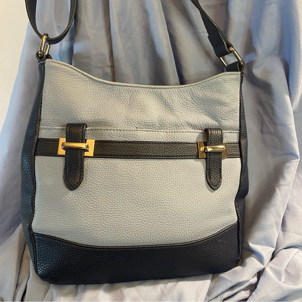 Giani Bernini leather two-tone blue shoulder/Crossbody bag multi pocket